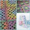 3 Granny Square Afghans in Pastel Colors