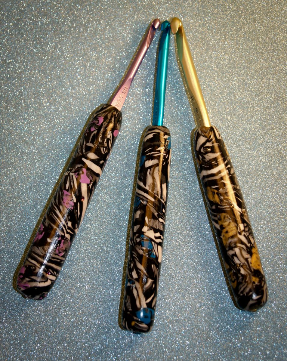 Polymer Clay Covered Crochet Hooks