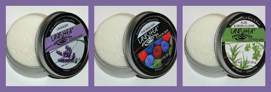 Lavishea Lotion Bars: Lavender, Unscented Yarn Bar, Aloe & Green Clover